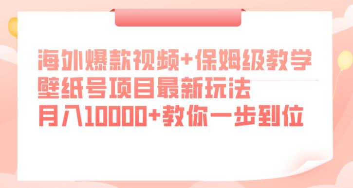 海外爆款视频+保姆级教学，壁纸号项目最新玩法，月入10000+教你一步到位【揭秘】一点库资源-致力于各大收费VIP教程和网赚项目分享一点库资源