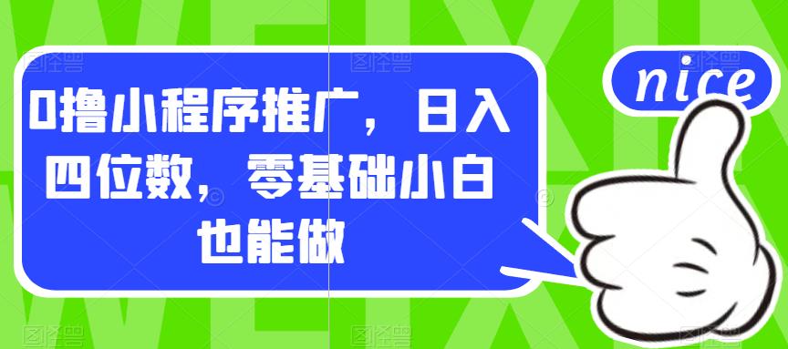 0撸小程序推广，日入四位数，零基础小白也能做【揭秘】一点库资源-致力于各大收费VIP教程和网赚项目分享一点库资源